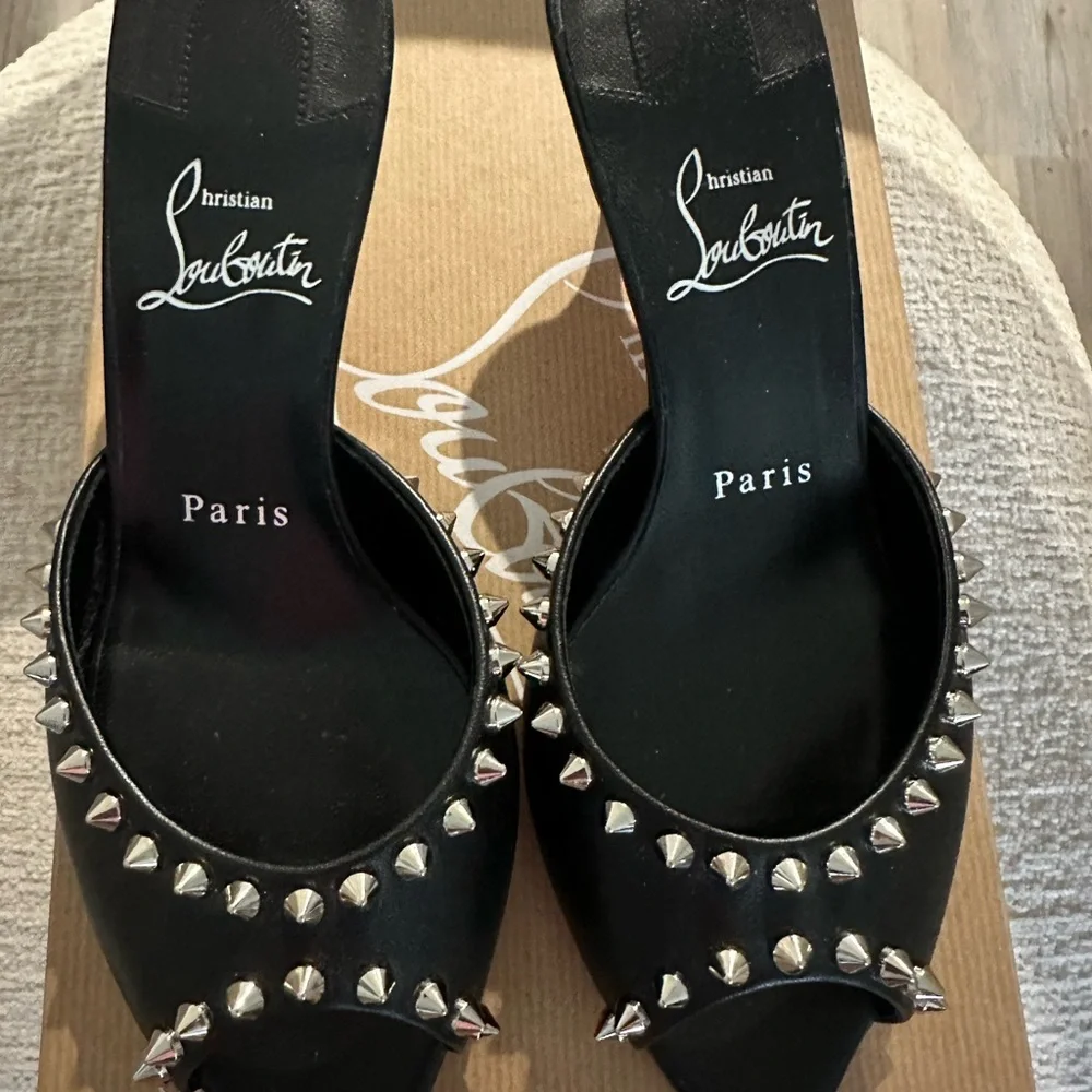 Christian Louboutin Black Studded Women's Shoes - Picture 2 of 6